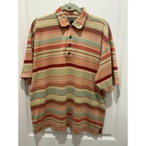Tommy Bahama Polo Men’s Size Large 75% Silk 25% Cotton Colorful Stripes